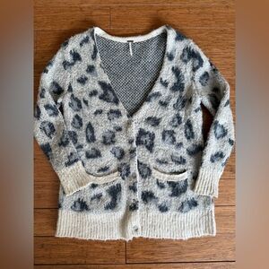 Free People “Out Of Africa Snow Leopard” Cardigan Sweater